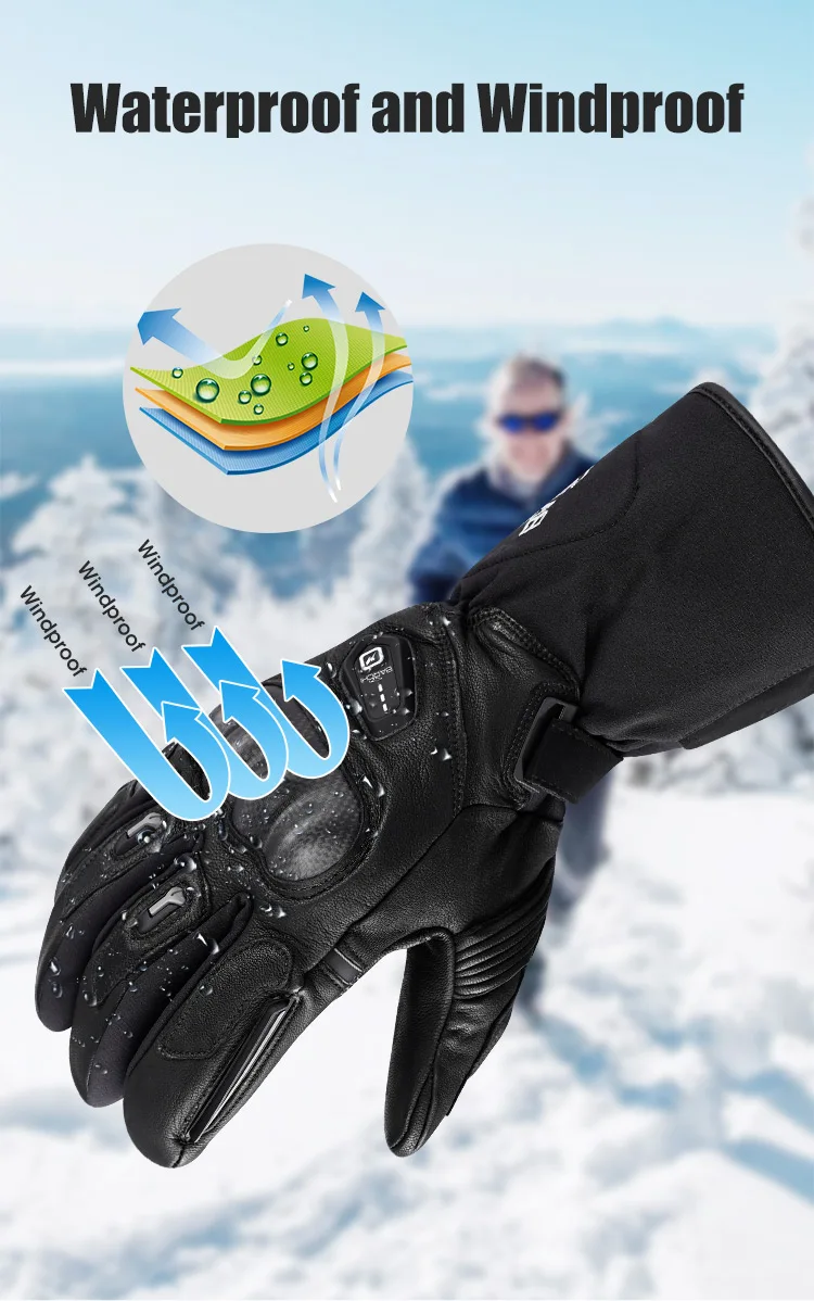 Touchscreen Waterproof Thermal Gloves Rechargeable Battery Powered Heating Gloves Motorcycle Racing Heated Gloves