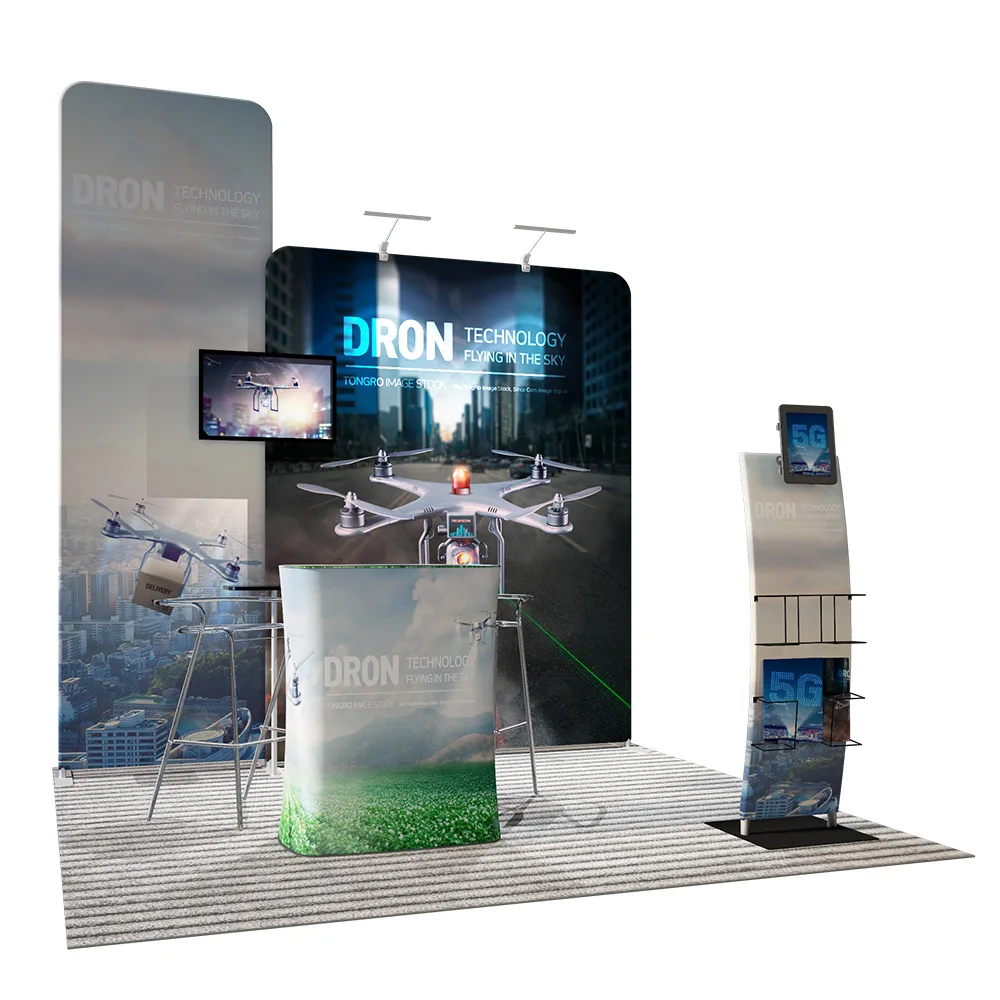Portable Aluminum Tube Advertising Tension Fabric Backdrop Exhibition Stand Display Modular Trade Show Booth