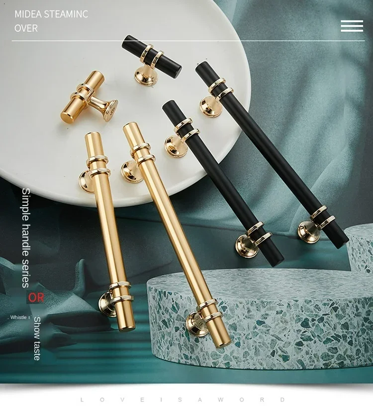 Aluminum Solid Hollow Bar Sliding Closet Wardrobe Door Hardware Modern Living Room T Bar Furniture Drawer Door Pull Handle