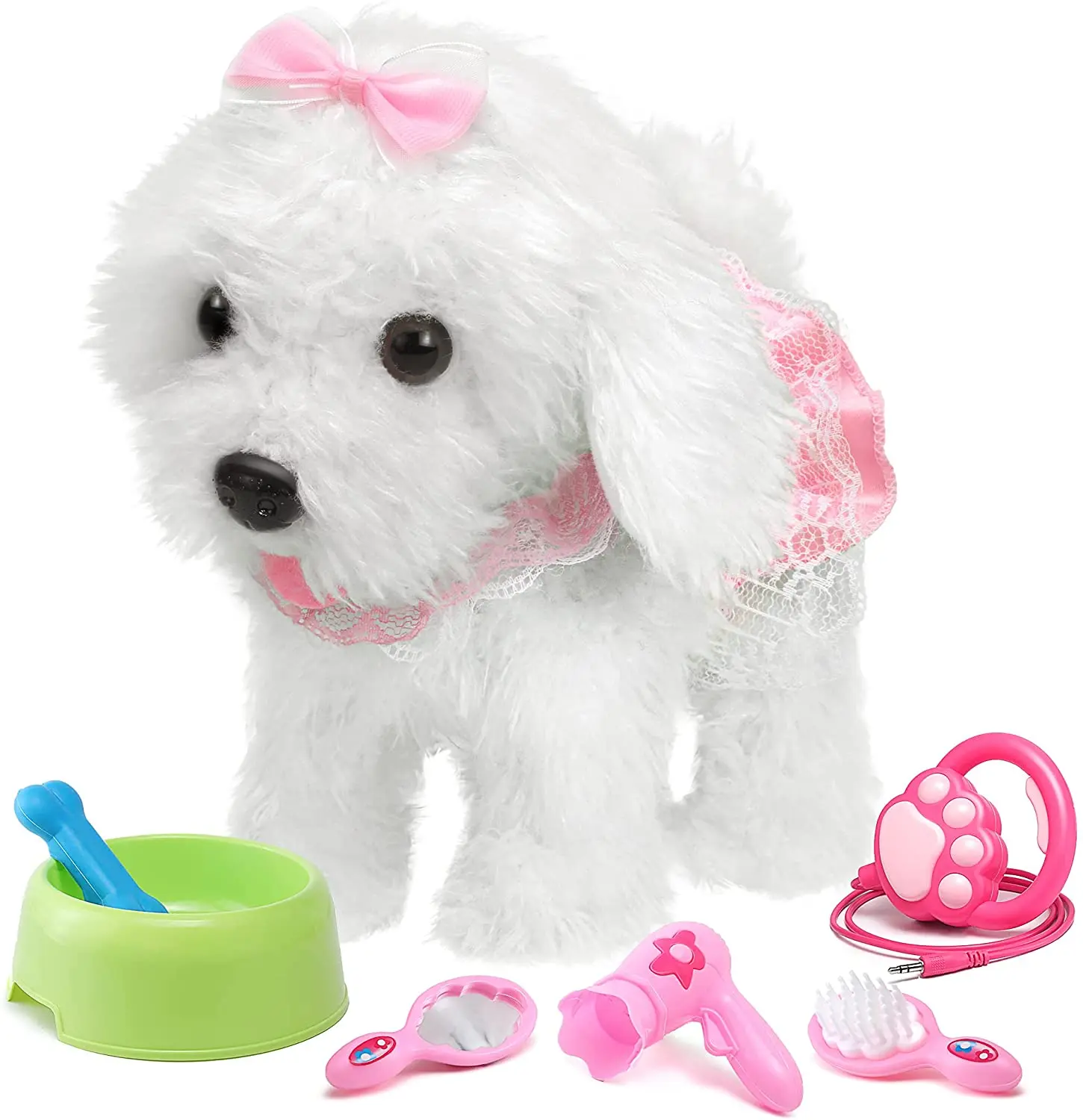 New Design 2 in 1  Electric Music and Sound Walking Plush Dog Pull Line Pet Play Set Toys