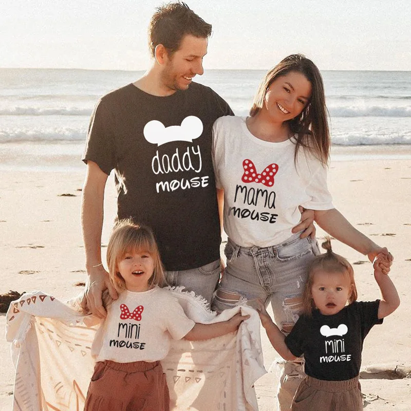 Family matching clothes shirts Mommy and  me Clothing  Matching adult an kids shirts Pattern Cotton T Shirts