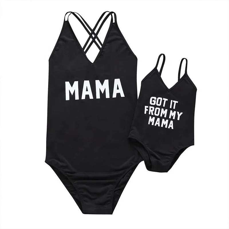 
Mommy And Daughter Swimsuit Letter Print Mom And Me Baby Bikini Swimwear 