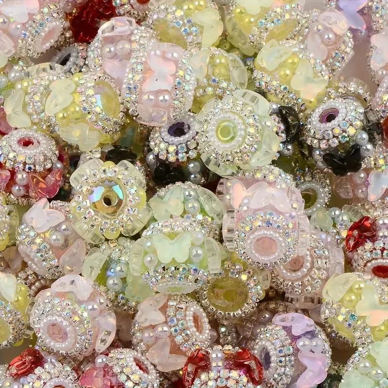 20mm Hand-Painted Butterfly Acrylic Beads with Large Hole 3mm Assorted Colors Ideal for DIY Pen Jewelry Making Craft Supplies