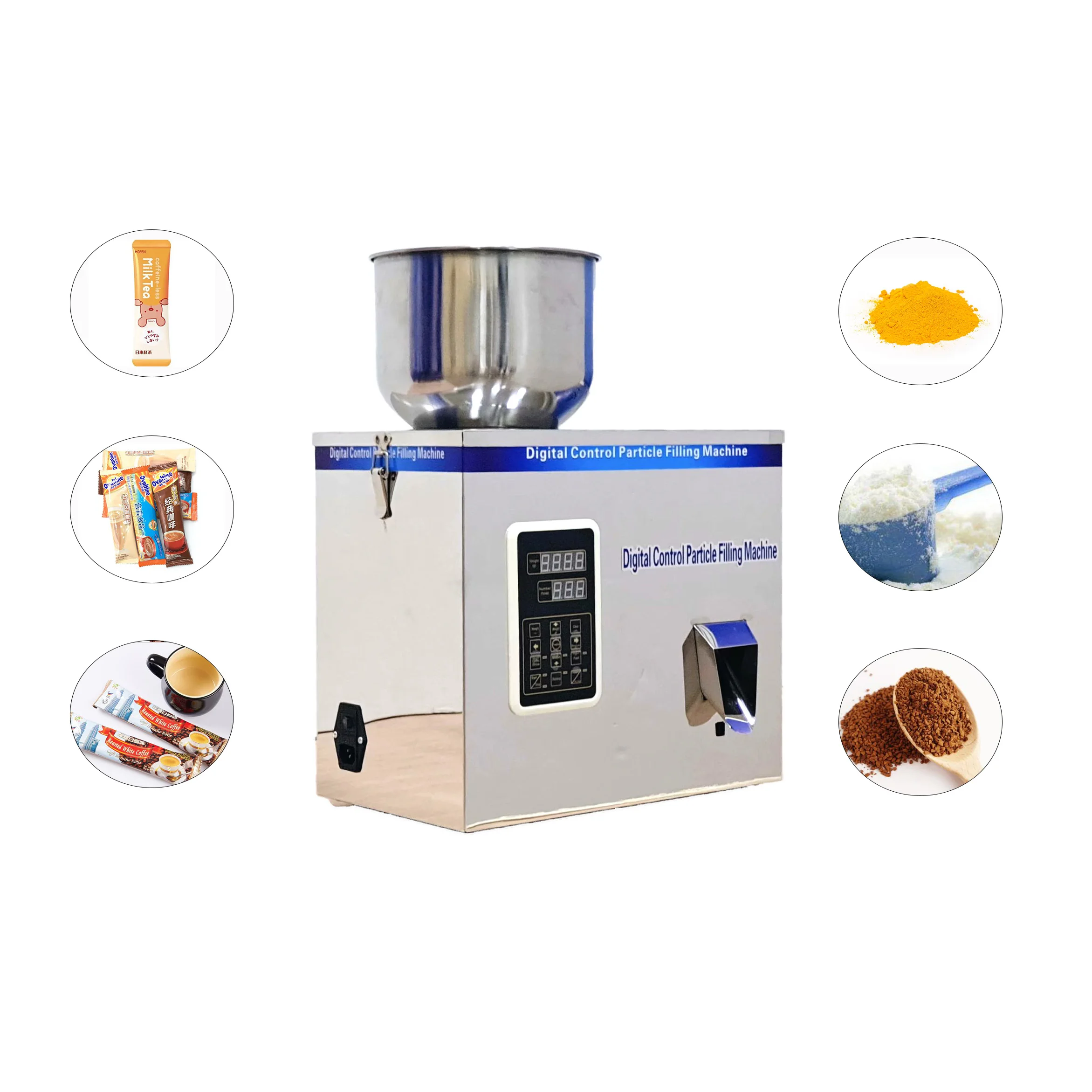 Automatic granule filling and sealing machine specification coffee powder packing herb weighing packaging