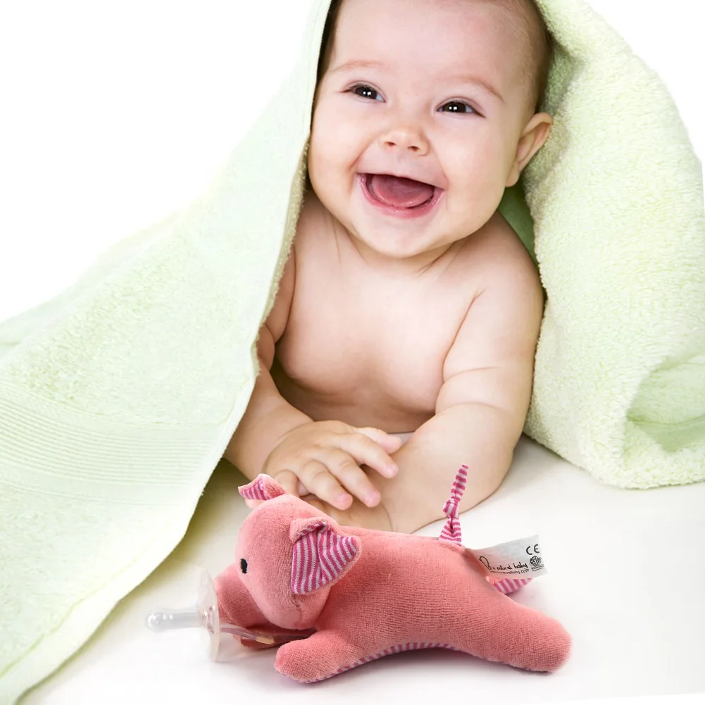 Blara 100% Cotton Organic Animal Plush Toys Pink Piggy With Pacifier Baby Sleeping Comforter  Stuffed Toys