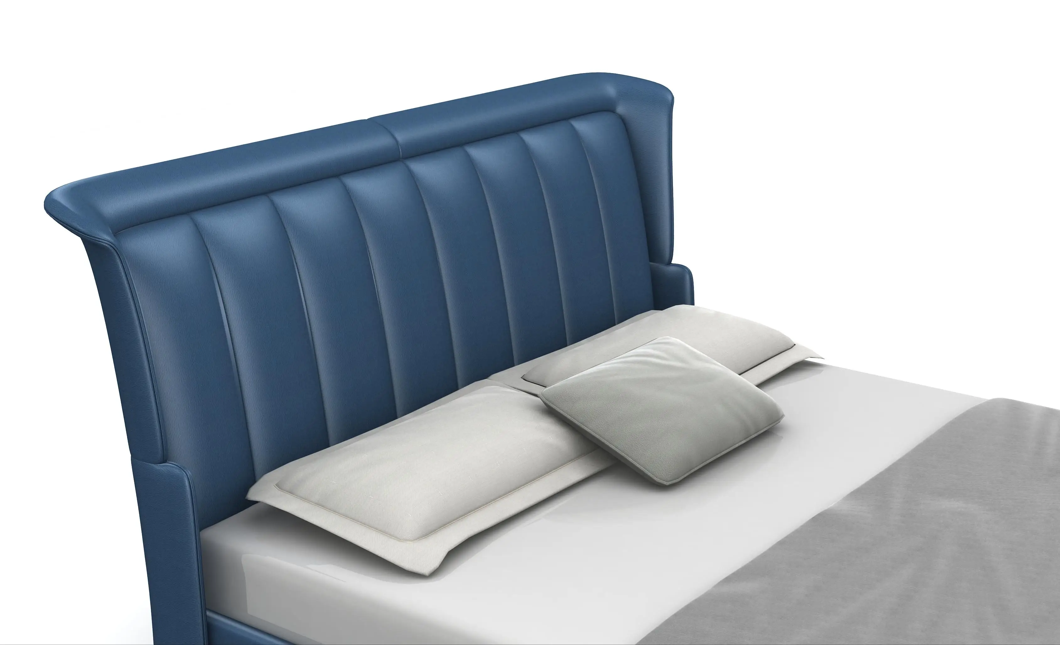 Big Headboard Modern Double Bed Genuine Leather Beds Frame Modern Italian Leather Luxury Double King Size Bed