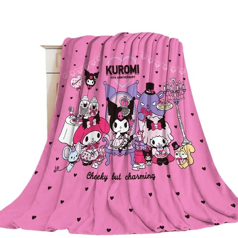 Новое теплое одеяло Sanrio Mymelody Kuromi Kawaii sellige Коралловое Флисовое одеяло детское летнее диван удобное одеяло подарок для девочки