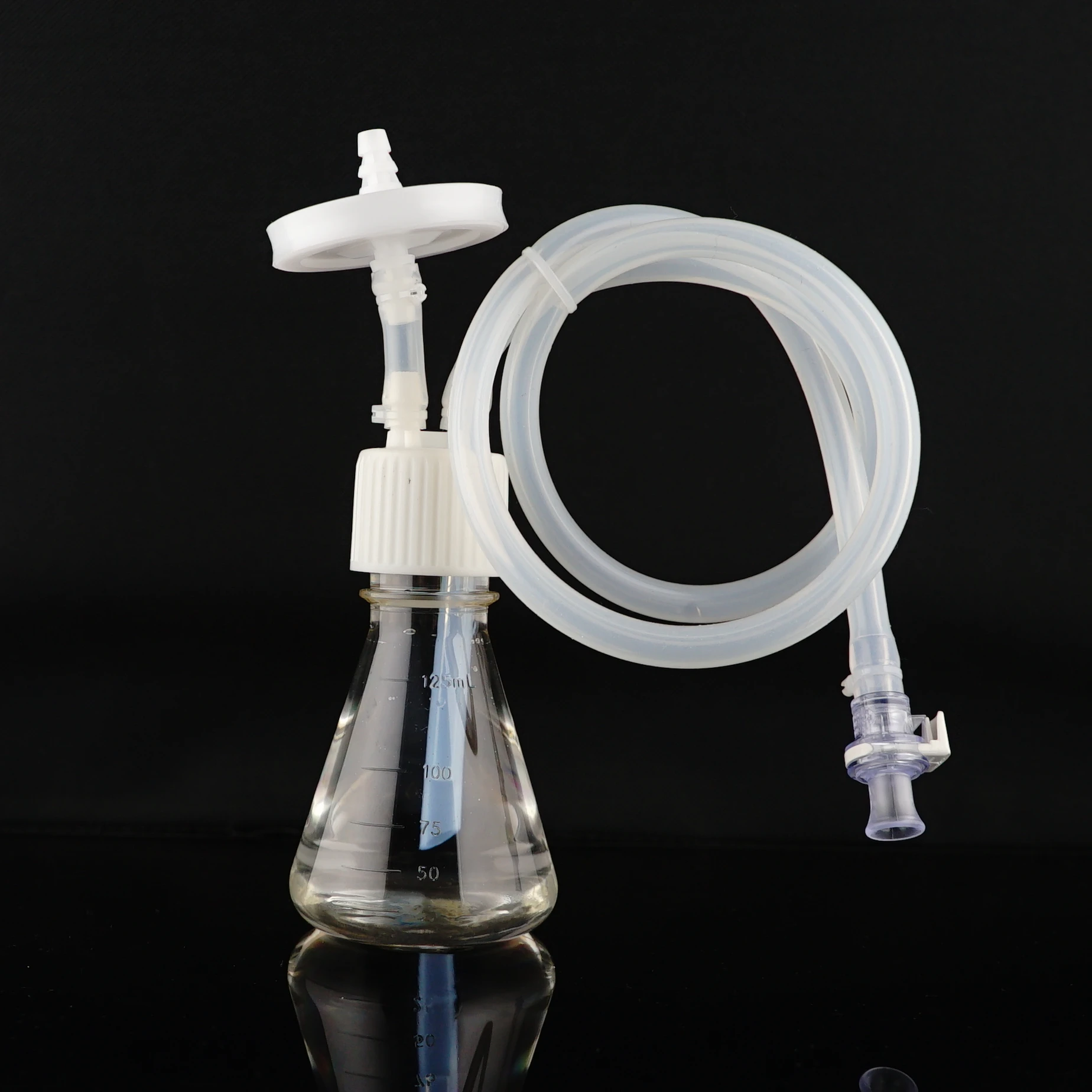 Лабораторная переводная колпачок для конической колбы Erlenmeyer объемом 125 мл с трубкой 1/8 дюйма и штекером MPC герметичной