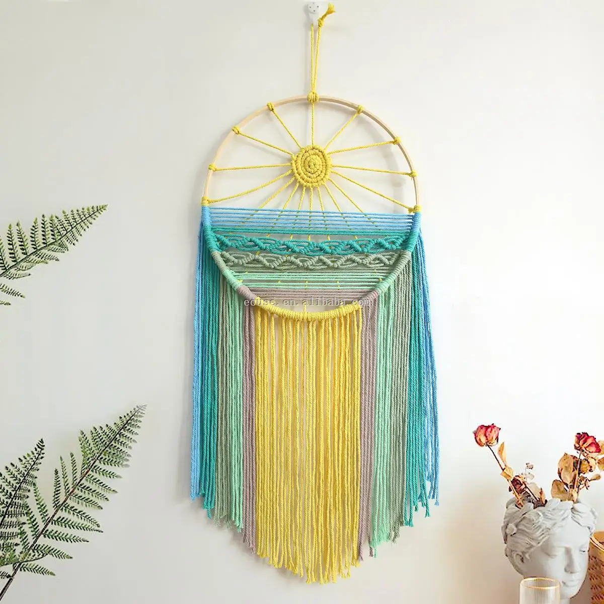 Factory Dream Catcher Macrame Home Decoration Wall Hanging Handmade Sunrise Sunset Dream Catcher with Tassel