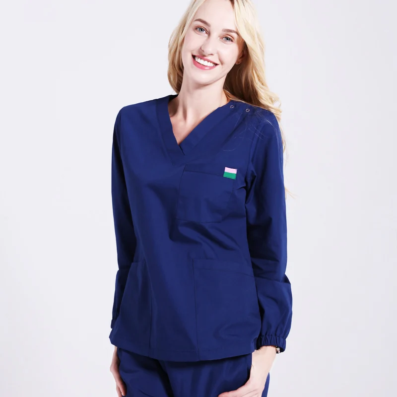 Cyalaa China Wholesale Hospital Uniform Suit Long Sleeve Unisex Medical Scrub Uniform Sets Clinic Sets Nursling Top +Pant