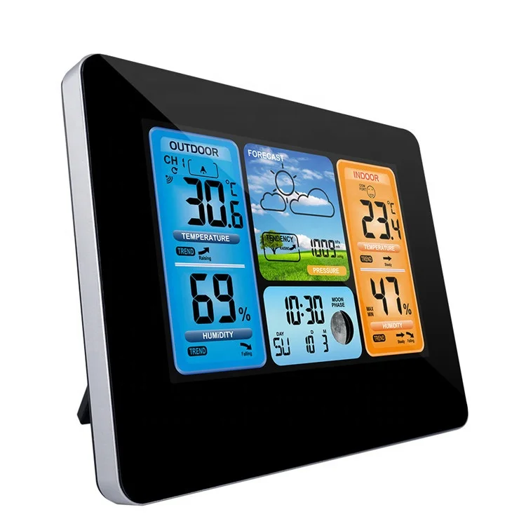 Indoor and Outdoor Color Screen temperature and humidity sensor electronic alarm clock weather forecast calendar