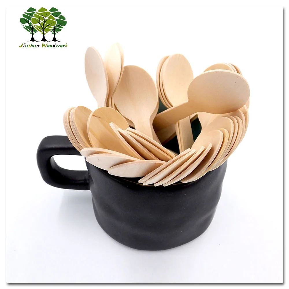 Biodegradable wooden small dessert / coffee spoon 100 mm biodegradable