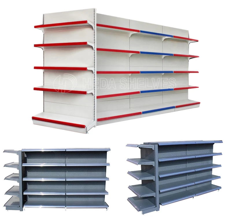 Heavy duty supermarket metallic shelves /Store Display Racks /gondola shelving OEM