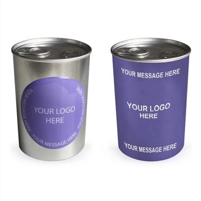 
100ml empty mint dry food tin cans with plastic lid and stickers 