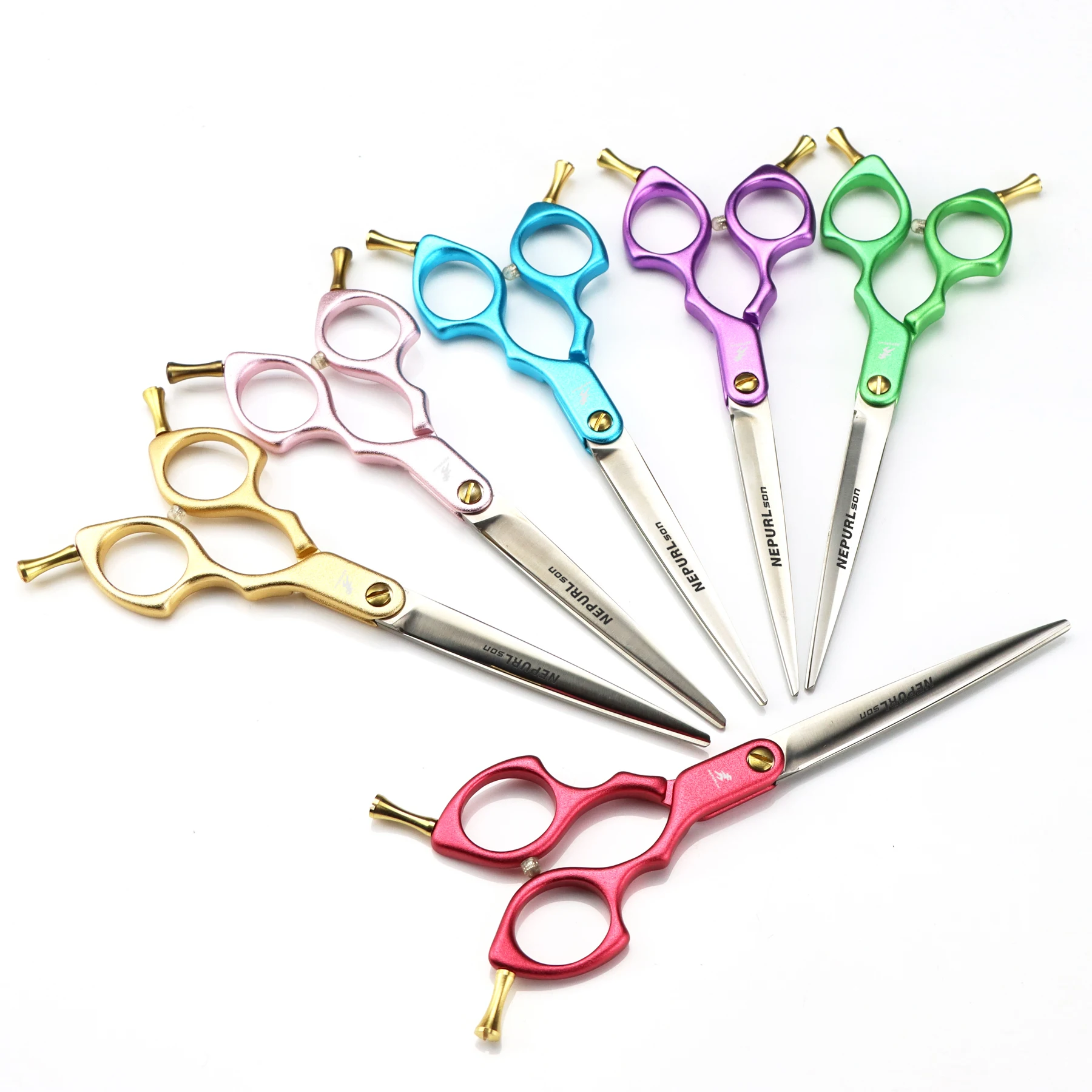 MDZ Meiden aviation aluminum professional pet grooming cutting scissors 6.5 inch hair-pushing shears cute department styling