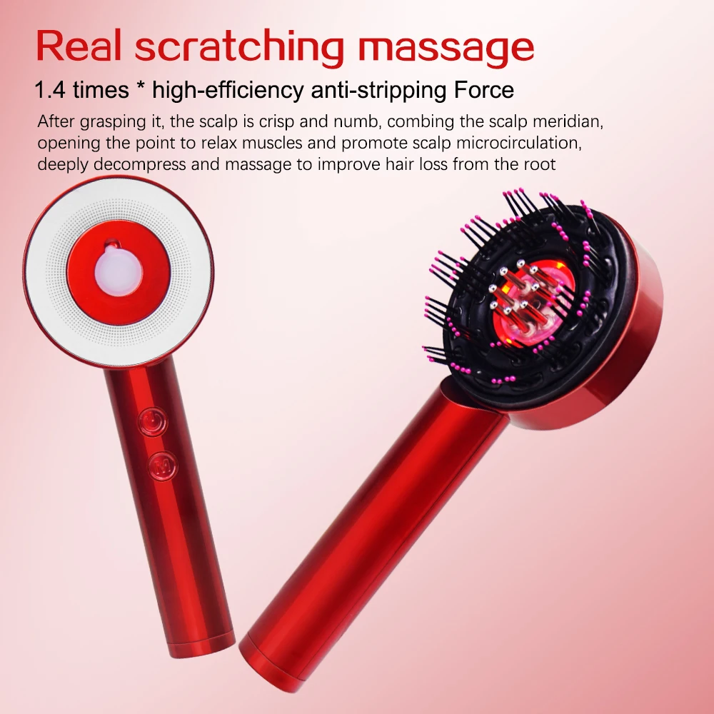 Red Light Hair Scalp Massager Portable Hair Oil Applicator Electric Head Scalp Massage Comb