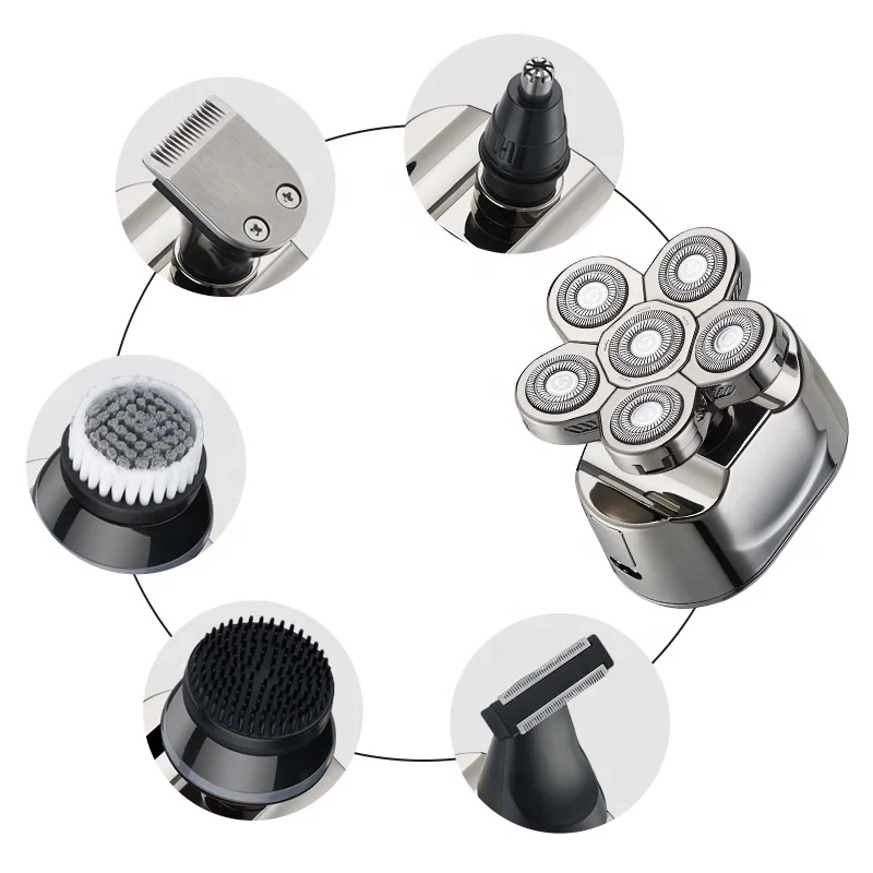 waterproof six rotary heads hair professional electric 6 in 1 men