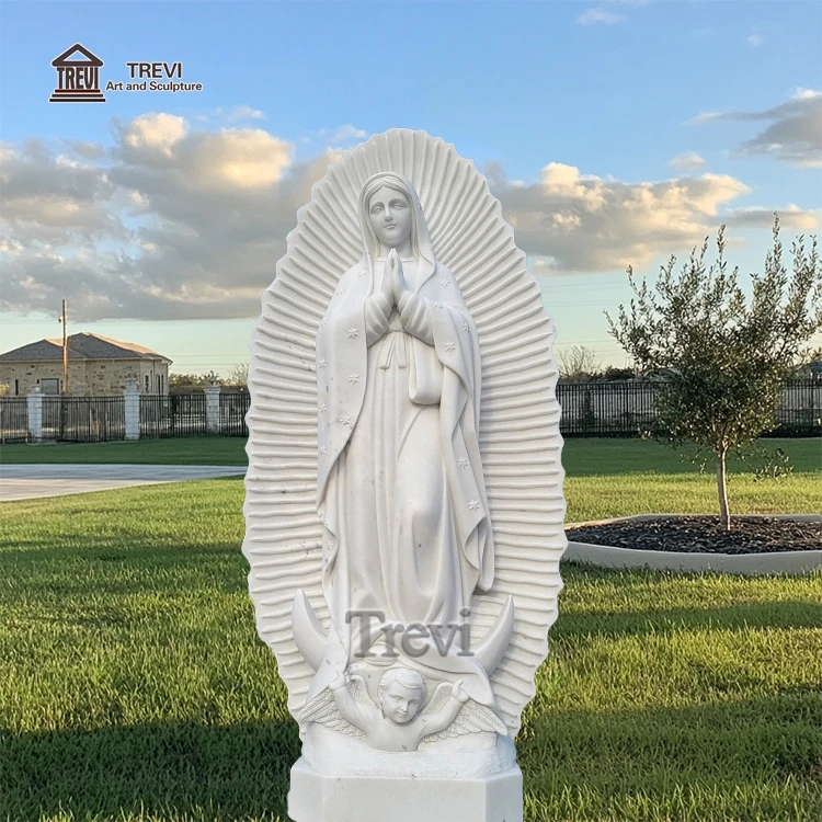 Ручная резная уличная Современная Садовая церковь Guadalupe мраморные каменные статуи Девы Марии для