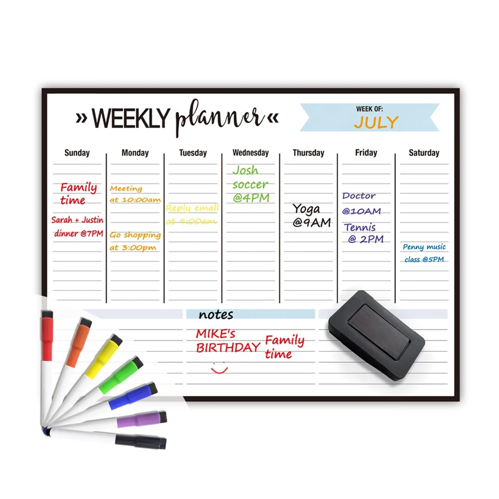 Factory Wholesale Self Adhesive Dry Erase Magnetic Calendar Fridge Stickers Removable Customized Weekly Monthly Daily Planner