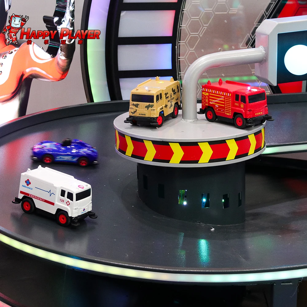 Competitive Indoor Toy Track for Children Coin Operated Games Edition Plastic Racing Car Slot Toys Diy Rail Way Car