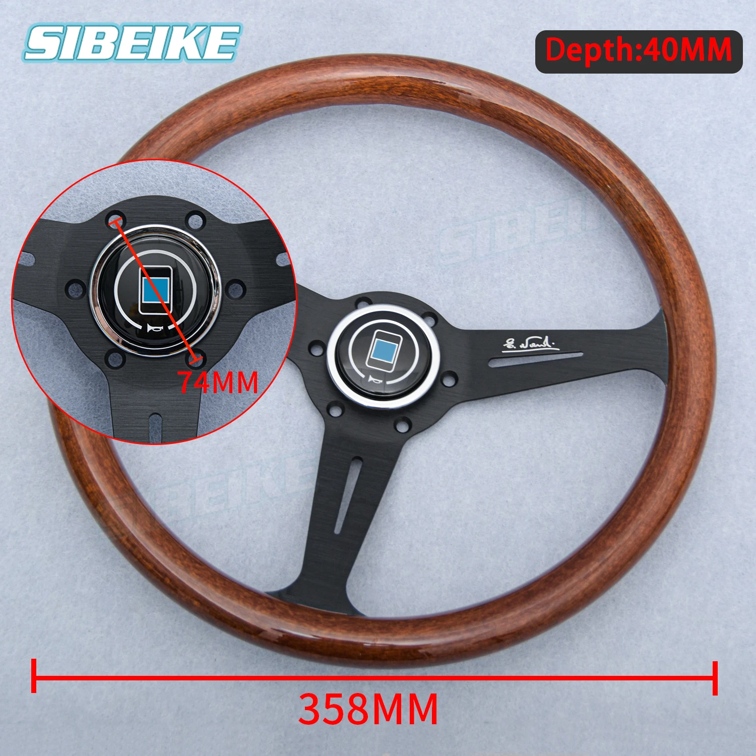14inch 358mm Universal Wood Film Steering Wheel JDM Classic Sports Steering Wheel Car Accessories