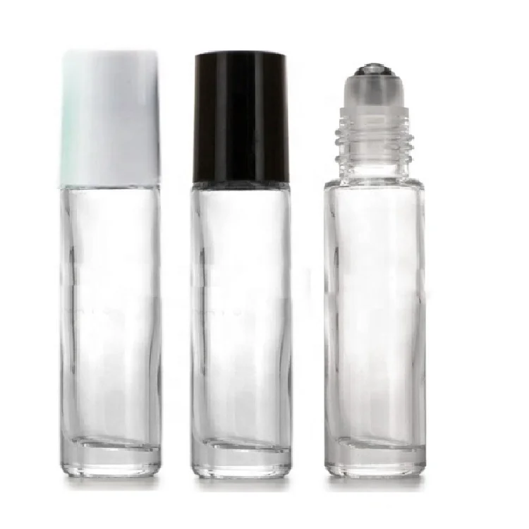wholesale clear empty 5ml 10ml 15ml glass perfume roller glass bottle with steel ball essential oil roll on bottle