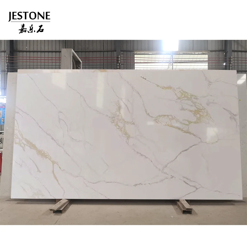 Chinese  Big sheets Wholesale Price White Calacatta Polished Artificial Quartz Stone Slabs For Kitchen Countertop