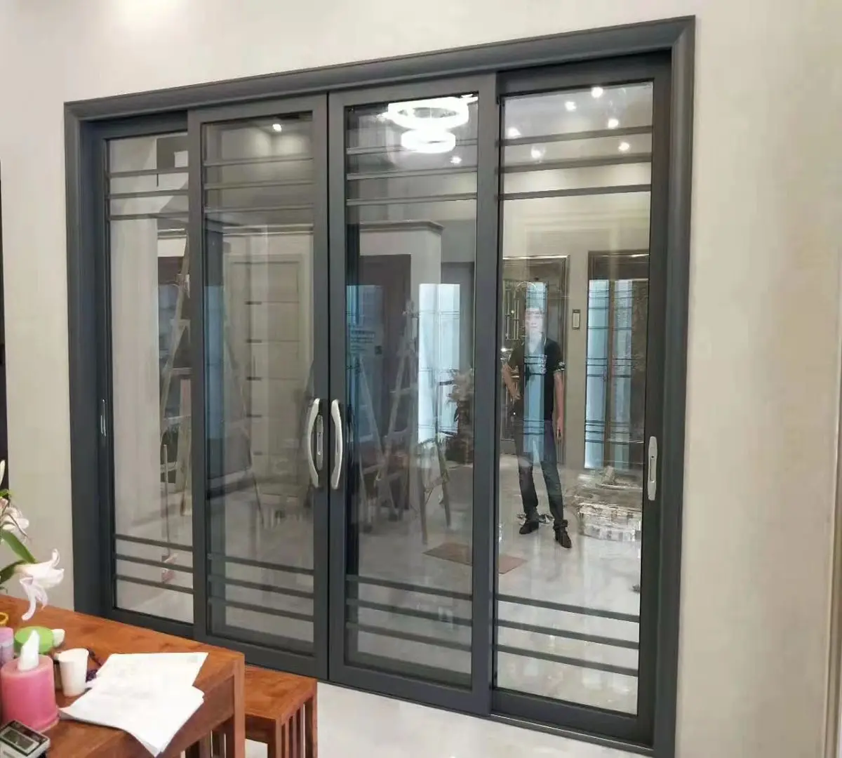 Modern Design As2047 Tempered Glazed Soundproof Lift And Multi Slide 4 Panel Sliding Patio Doors