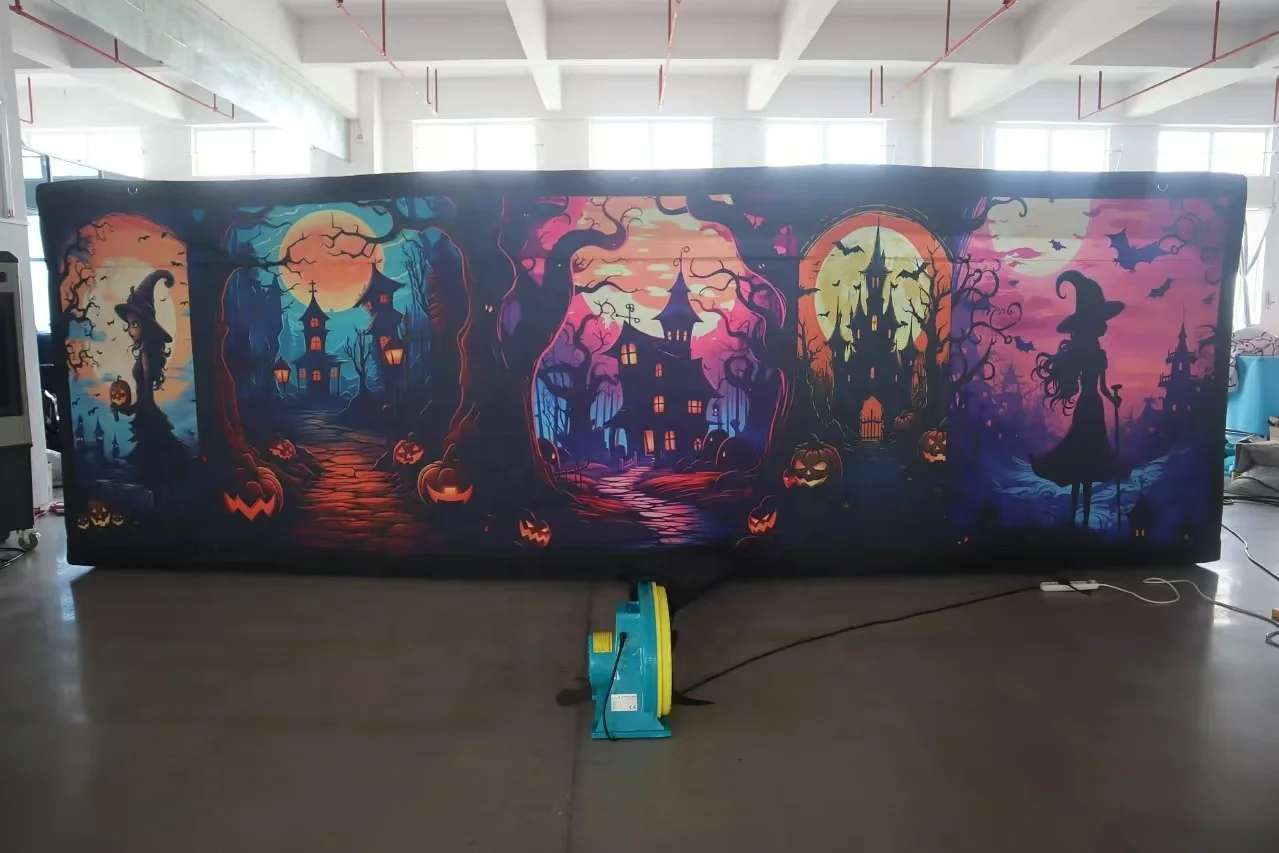 commercial Scary Inflatable Maze Arena Blooded Pumpkin Halloween Haunted House with Roof Sport Game for Sale