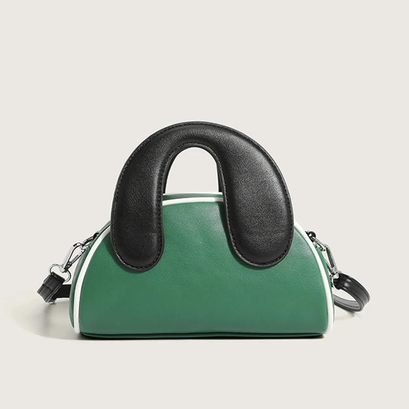 European and American style handbags high quality half moon shape white plain color mini women handbags