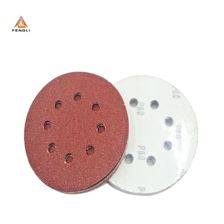 china  abrasive paper 8 Holes change sanding disc Aluminum Oxide Round Abrasive Sanding Disc Sand Paper Disc For Wood
