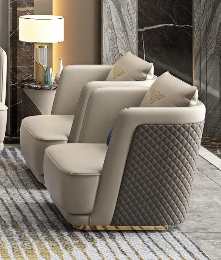 Hot Product Italy Design Furniture Living Room Modern Luxury Genuine Leather Sofa Set