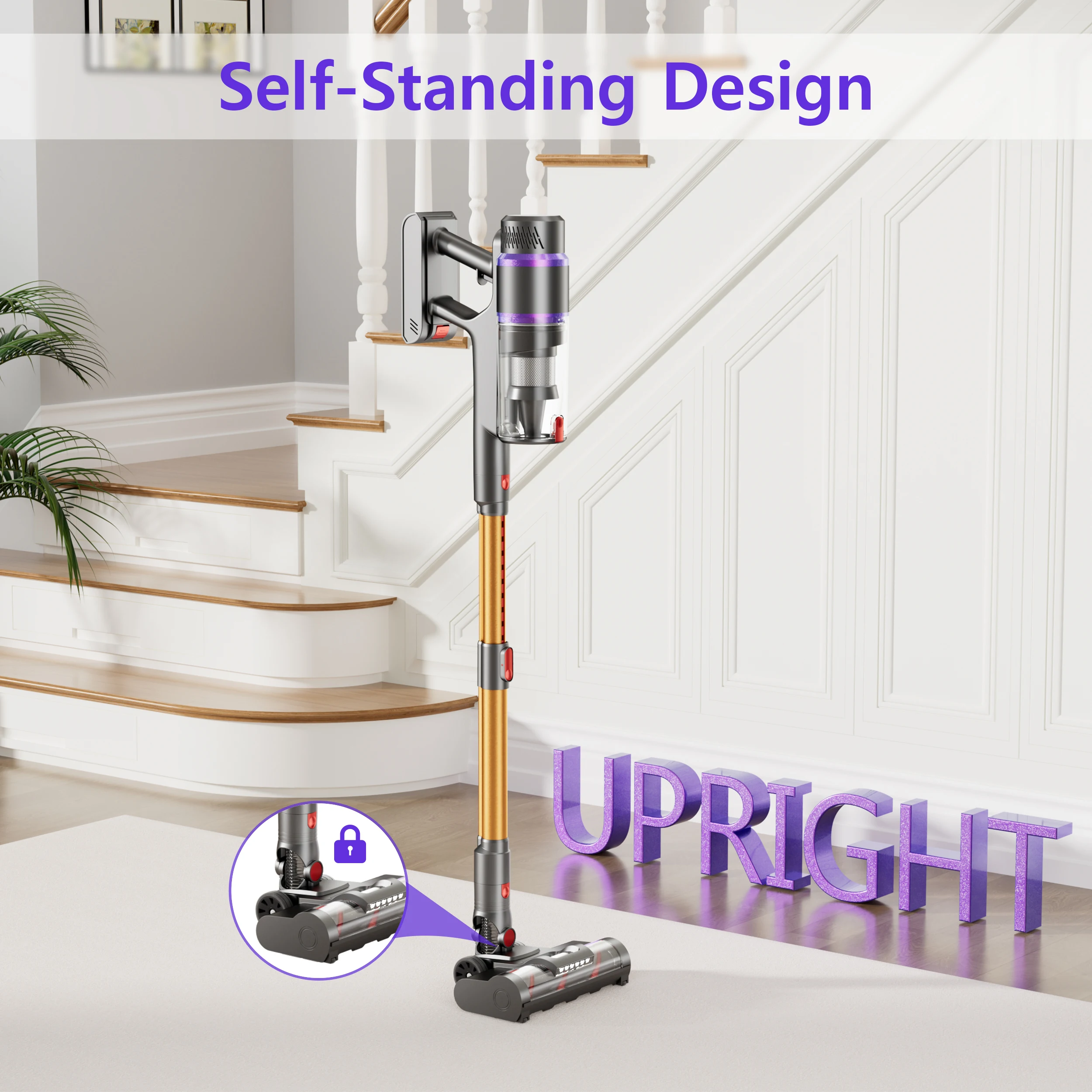 Smart Upright Portable Stick Car Vacuums Cordless PRETTYCARE BM08 45Kpa Suction 8cells*2500Mah Charging Vacuum Cleaner Wireless