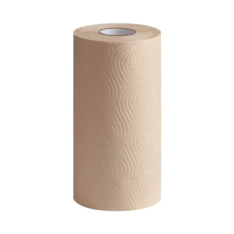 Natural Brown Bamboo Paper Customized Kitchen Paper Roll Towel Hand Towel