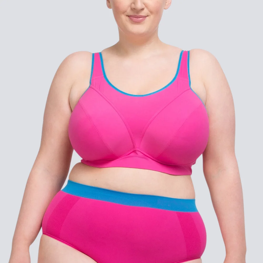 Plus Big Size Sport Bra Full Cup Cross Back High Support Quick Dry Wireless Jogging Sport Bra