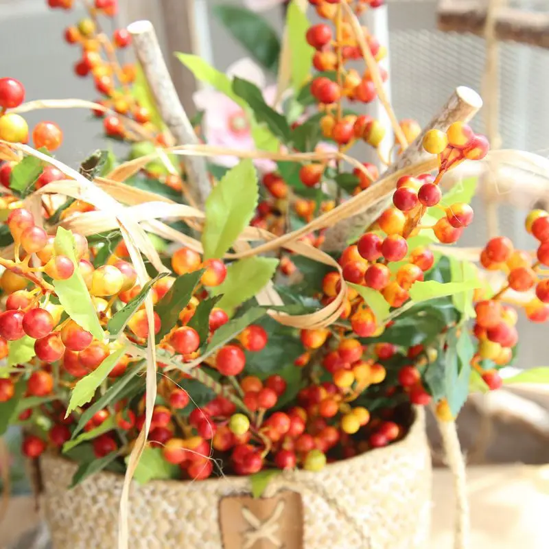 70cm Foam Berries Branches Artificial Flowers Christmas Berry Fruits Red Holly for Home Decor
