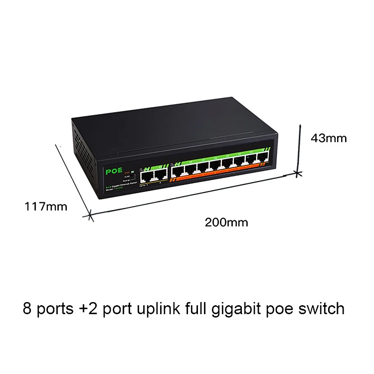 New design 8+2 port gigabit ethernet network switch Poe Ethernet Switch