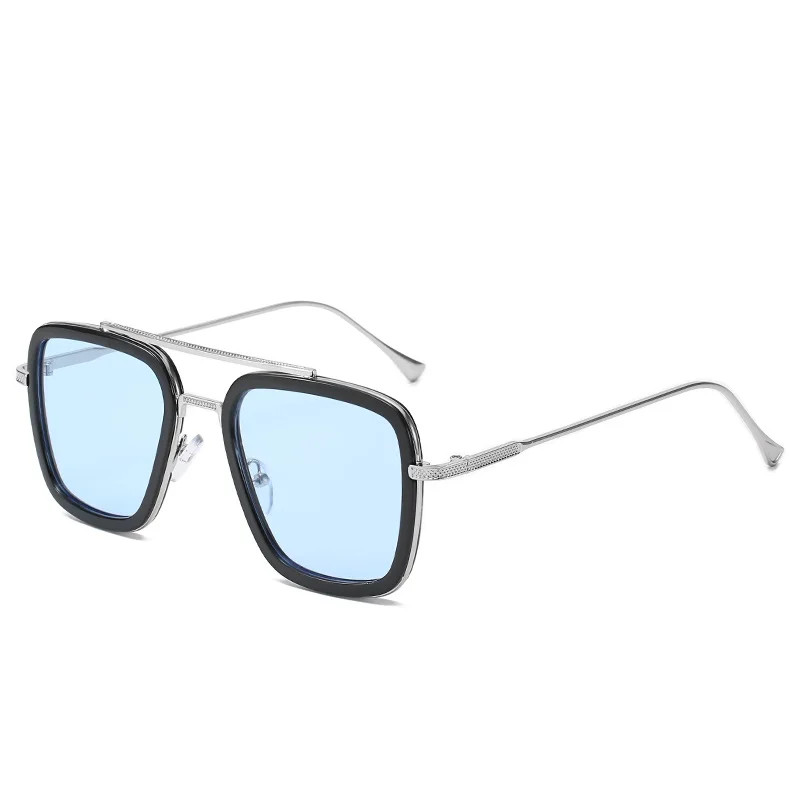 Fashion Tony Stark Square Sunglasses Men Brand Design Sun Glasses Oculos Retro male iron Man