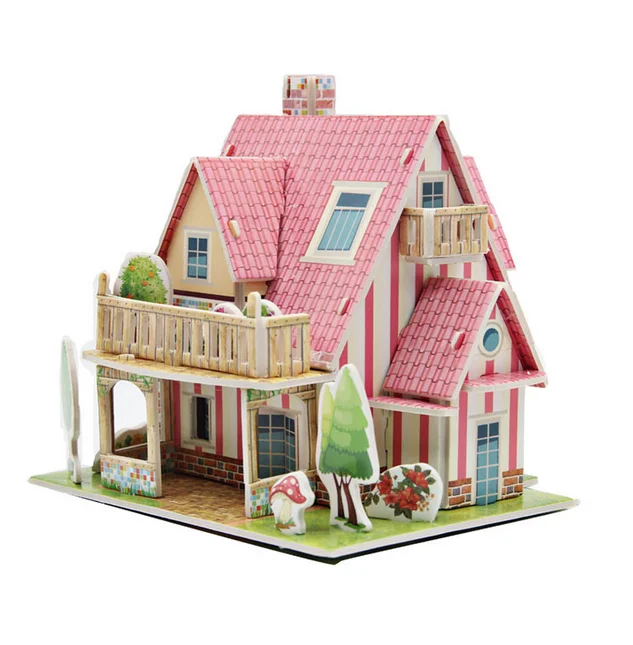 3D puzzle handmade house model paper puzzle toys for children