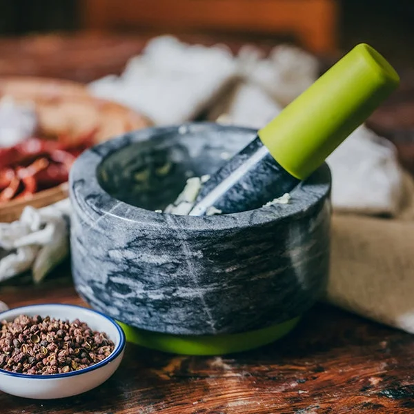 Wholesale kitchen accessories Manual garlic masher garlic grinder tool with rubber protective case