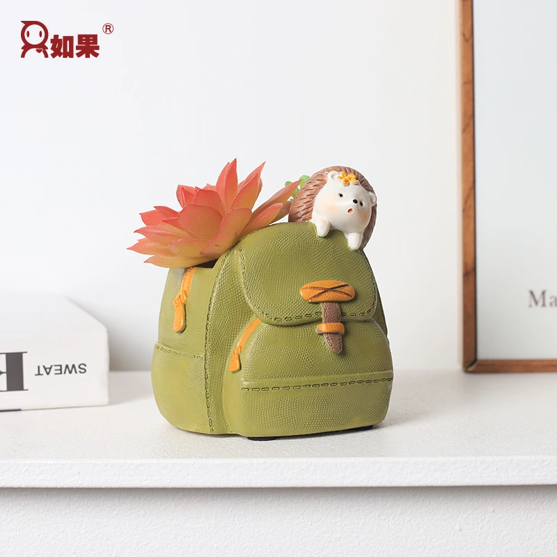 Roogo Cartoon rabbit backpack succulent planter creative home desktop storage pen holder balcony arrangement