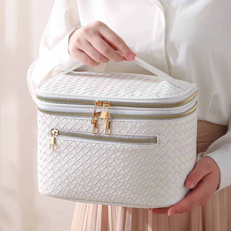 Custom Logo Makeup Bag Portable PU Waterproof Toiletry Pouch Travel Make up Bag Multifunctional Brush Cosmetic Bags for Women