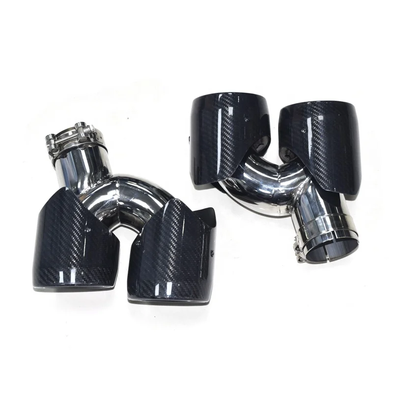 1 Pair Carbon Fiber Exhaust Tip For Porsche Macan 2019 2020 petrol Car Exhaust Pipe Silver Four Out Muffler Tip Nozzle