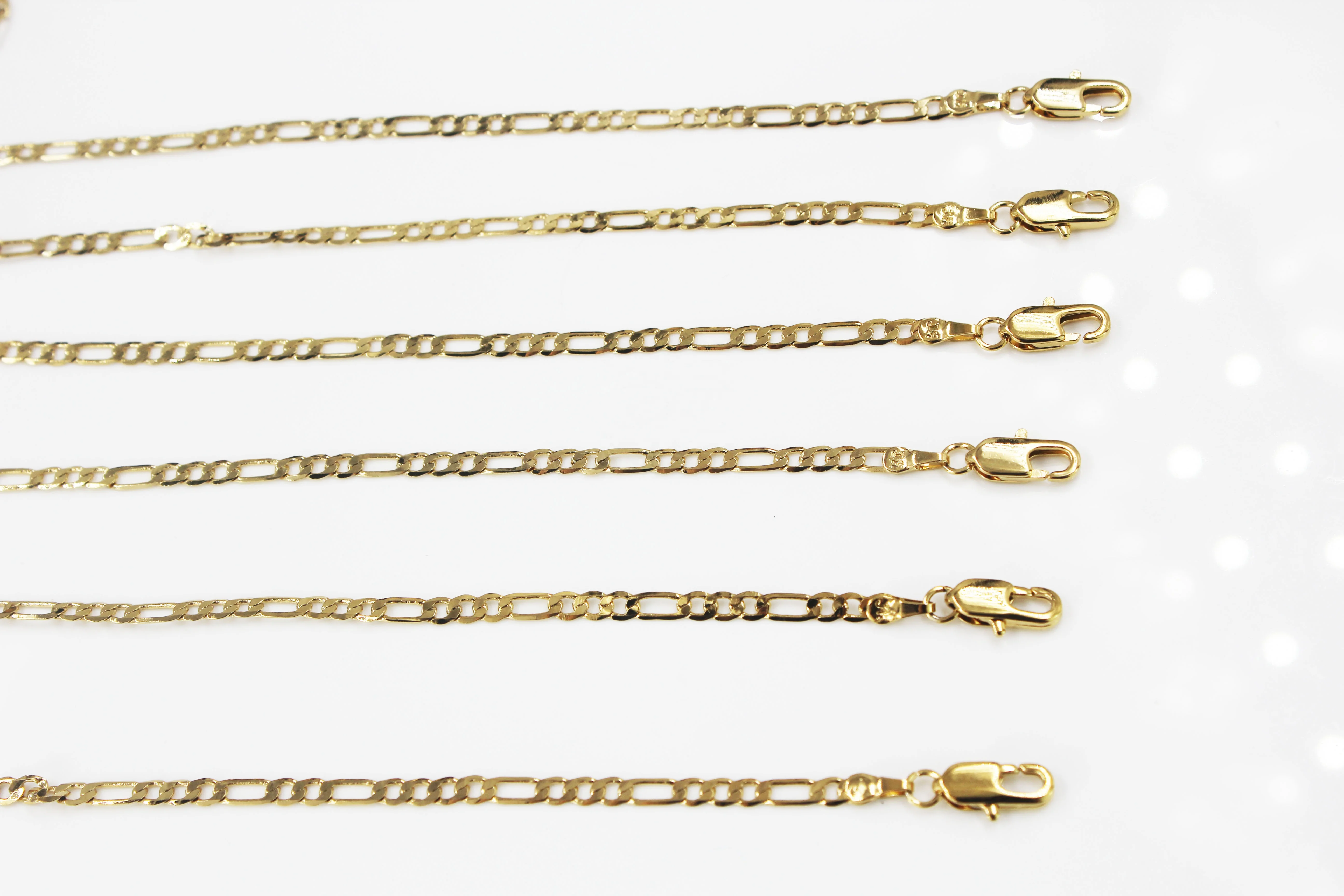 
BMZ 60cm*0.25cm hot selling vacuum real gold IP plating gold filled figaro chain 24 inches unisex 14k gold figaro chain 