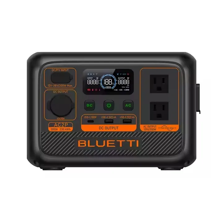 Bluetti AC2P Портативный электрический генератор солнечной энергии 230.4Wh 300 Вт черная маленькая электростанция
