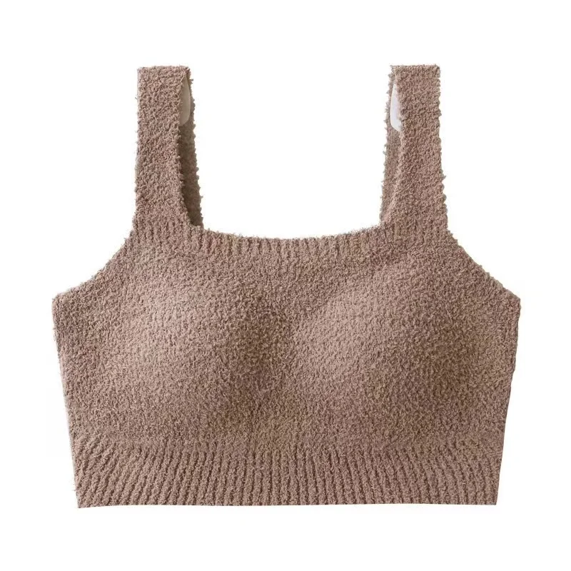 Ladies daily wear comfortable winter keep warm lamb wool  underwaist with bra winter prodtection underwear