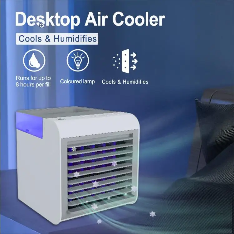 Mini USB Portable Air Cooler Fan Air Conditioner Light Desktop Air Cooling Fan Humidifier Purifier for Office Bedroom