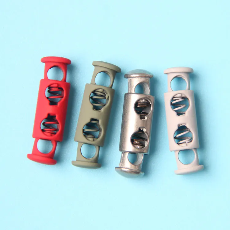 Custom painted metal two head spring stopper end double hole cord lock