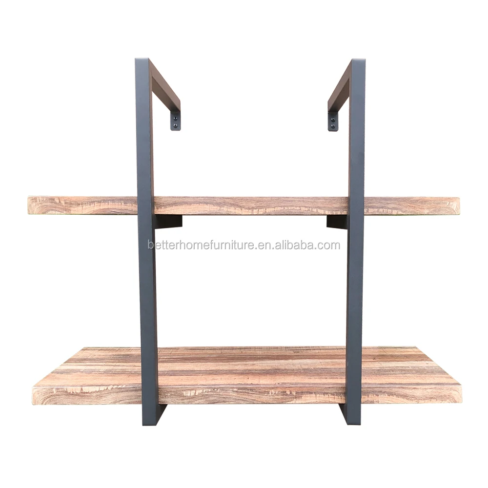 
ZJH 2 уровня плавающий деревянные полки для ванной настенный фон с изображением деревянной подвесная полка для хранения, книги, украшения 