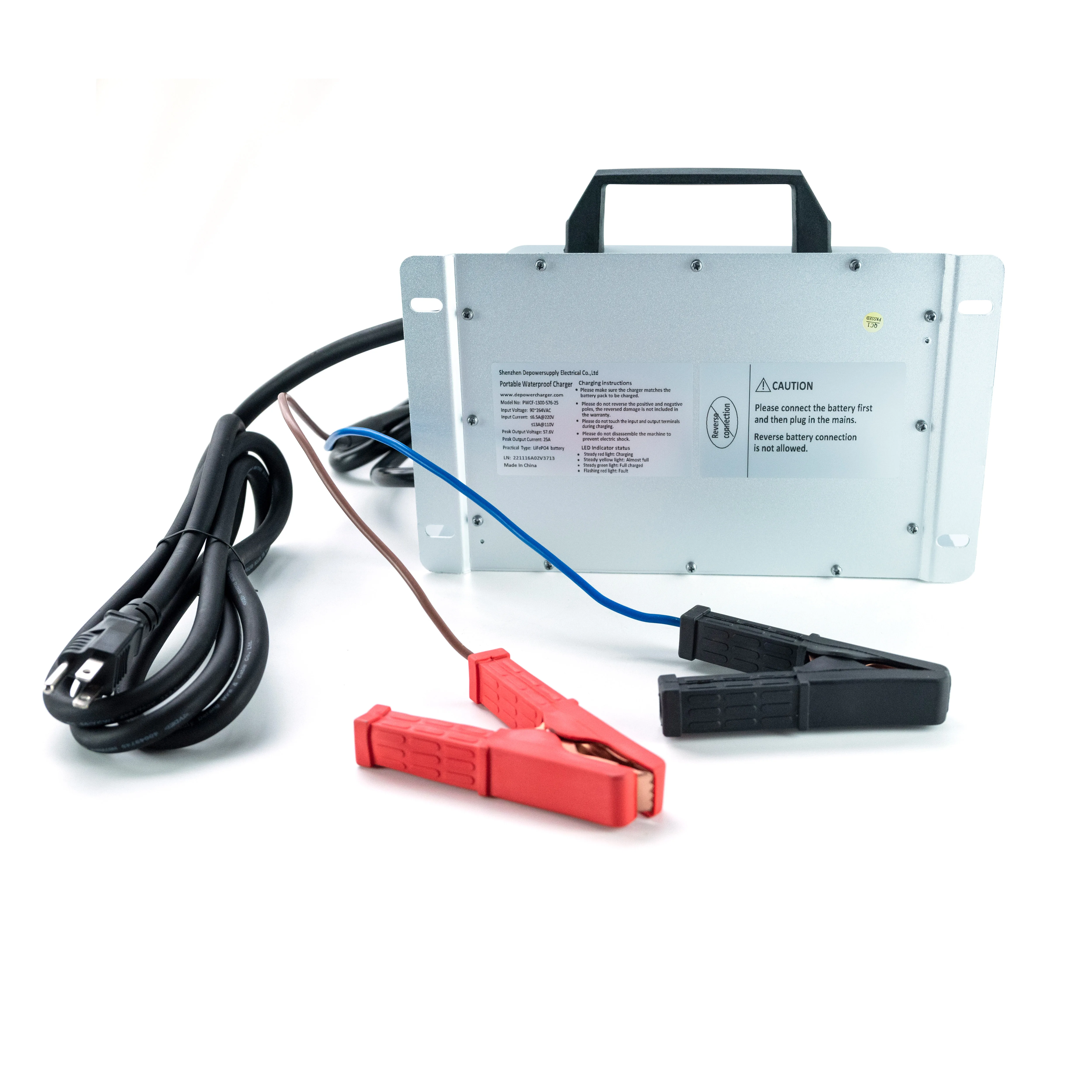 56.4v battery charger 48v 20a charger with US input and heavy duty alligator clips output 1000W 1300W NMC battery in 13S